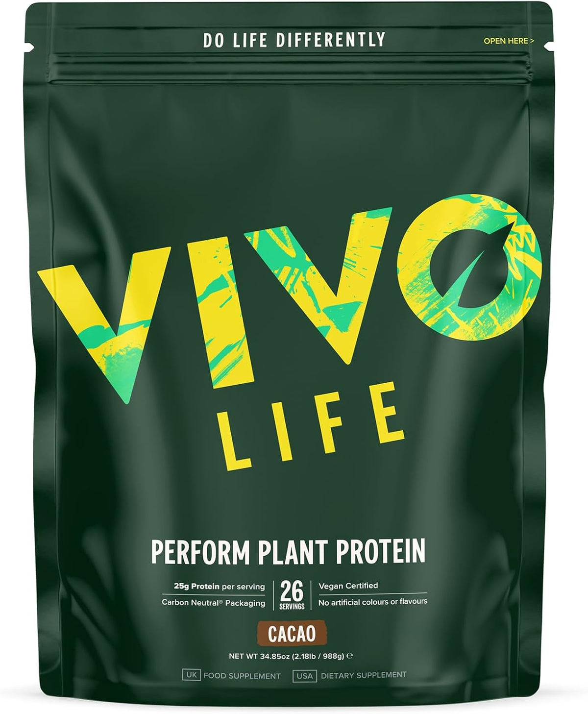 Vivo Perform Raw Plant Protein and BCAA Powder 988g - Vivo Life Greece
